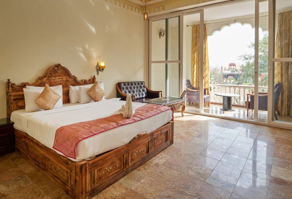 sujanmahalwithbalcony2 Lohagarh Fort Resort Book Sujan Mahal Deluxe Room with Balcony Details
